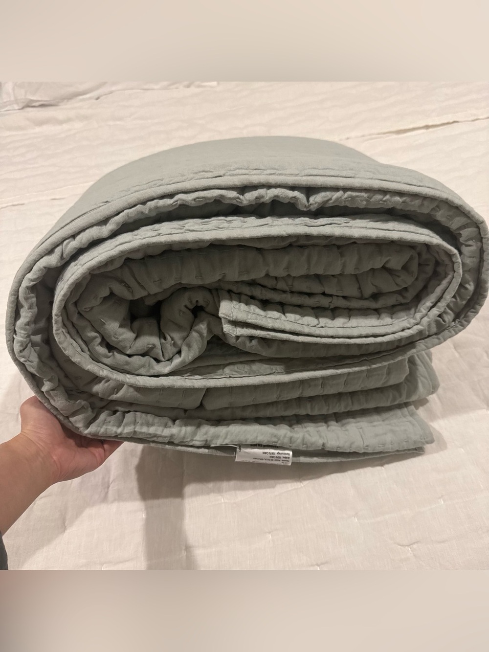New Quince European Linen Cotton Stitch Quilt Set King/CalKing $219.90 Mist - Picture 8 of 9